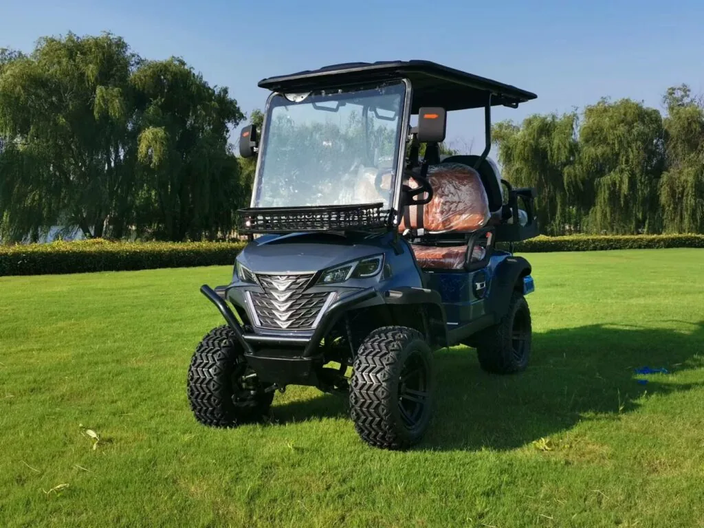 Lifted Alpha Golf cart on course